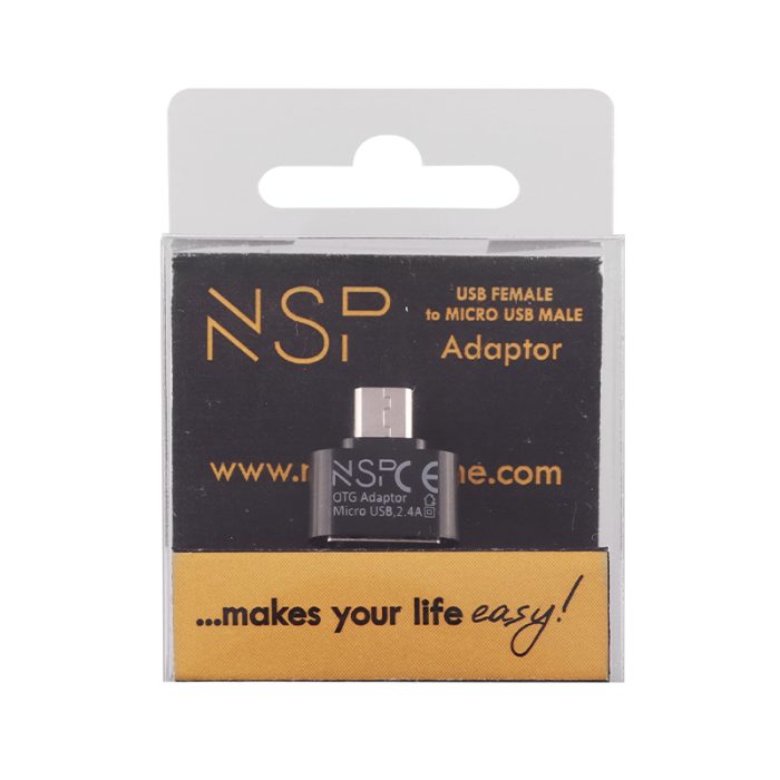 NSP ADAPTOR USB 2.0 OTG 2.4A FEMALE ΣΕ MICRO USB MALE BLACK