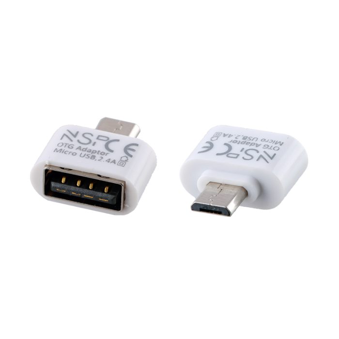 NSP ADAPTOR USB 2.0 OTG 2.4A FEMALE ΣΕ MICRO USB MALE WHITE