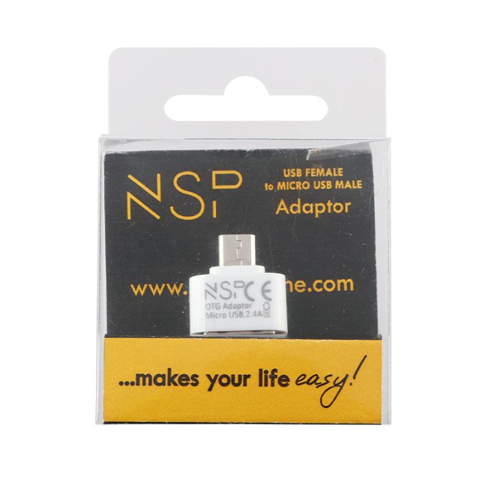 NSP ADAPTOR USB 2.0 OTG 2.4A FEMALE ΣΕ MICRO USB MALE WHITE