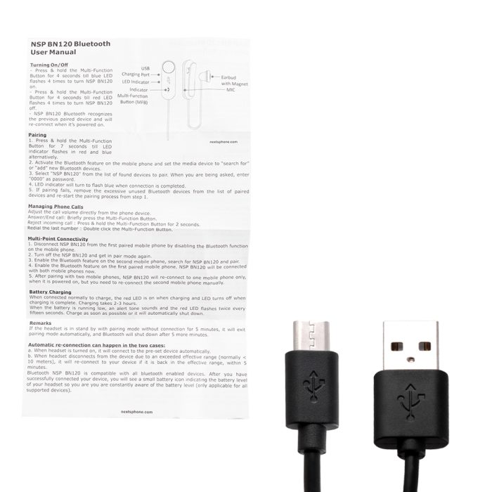 NSP BLUETOOTH BN120 MAGNET CLIP ON HEADSET V5.3 BLACK