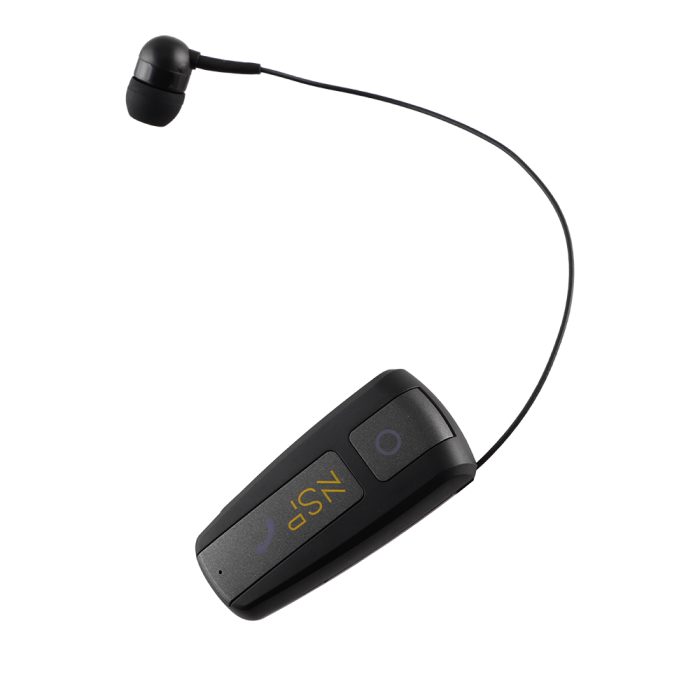 NSP BLUETOOTH BN220 RETRACTABLE CLIP ON HEADSET V5.3 VIBRATION + ANTI-LOST BLACK
