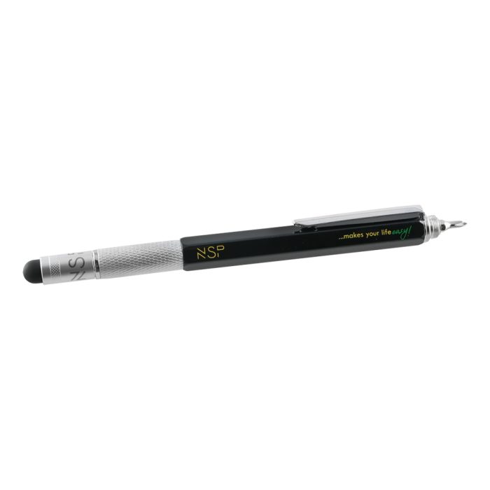 NSP 7 IN 1 METALLIC MULTI-TOOL PEN BLACK