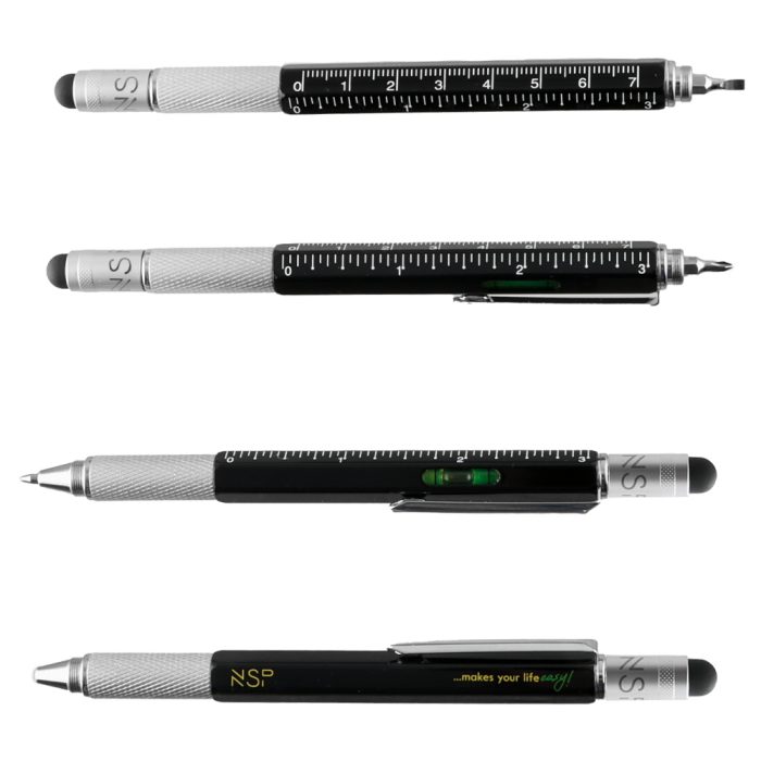 NSP 7 IN 1 METALLIC MULTI-TOOL PEN BLACK