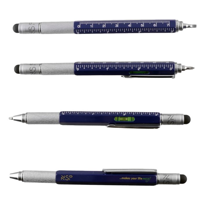 NSP 7 IN 1 METALLIC MULTI-TOOL PEN BLUE