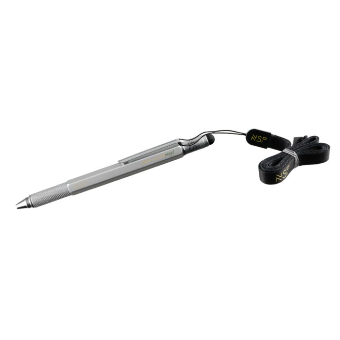 NSP 7 IN 1 METALLIC MULTI-TOOL PEN SILVER (WITH RED INK)
