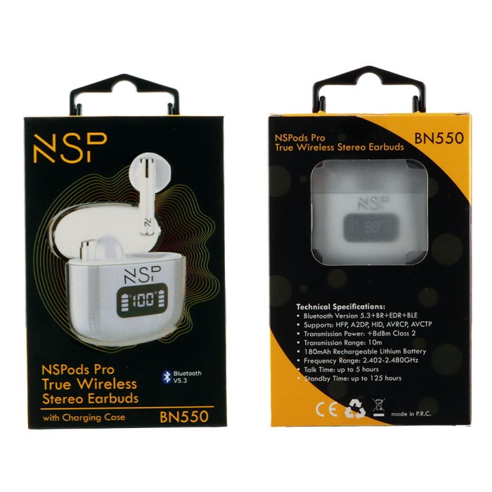 NSP BLUETOOTH STEREO BN550 NSPODS TWS HEADSET V5.3