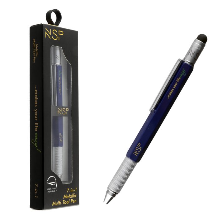 NSP 7 IN 1 METALLIC MULTI-TOOL PEN BLUE