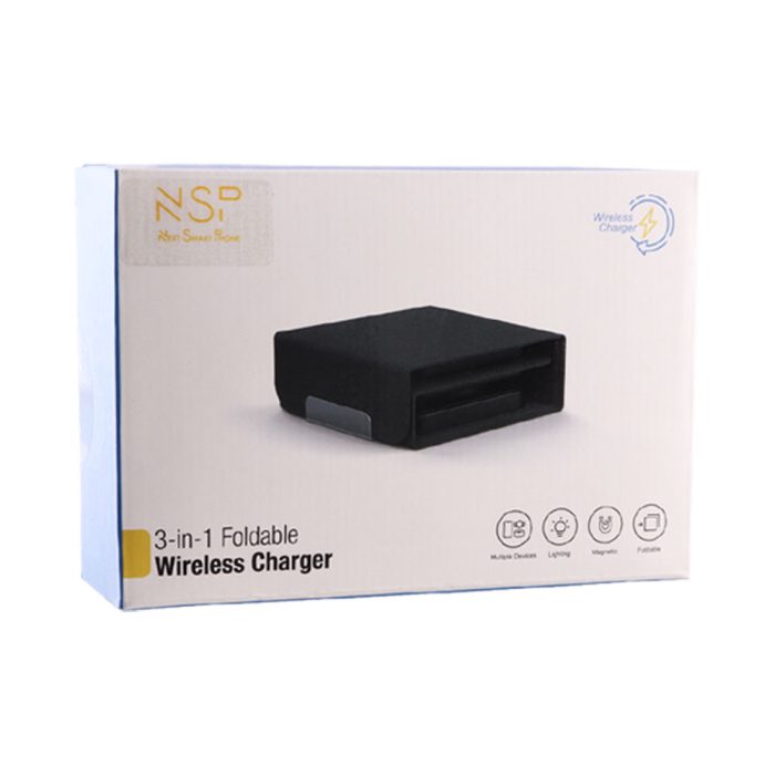 NSP N19 WIRELESS CHARGER 3 IN 1 MAGSAFE 15W (PHONE 15W/SMARTWATCH 5W/BLUETOOTH 3W) USB-C 1m BLACK