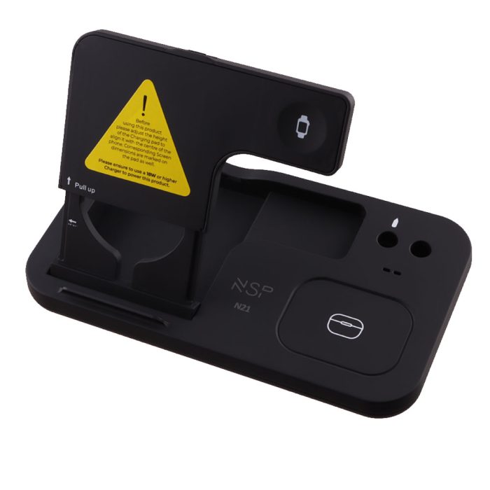 NSP N21 WIRELESS CHARGER 4 IN 1 (PHONE 15W/SMARTWATCH 2W/BLUETOOTH 3W/APPLE PENCIL 1W) USB-C 1m BLACK